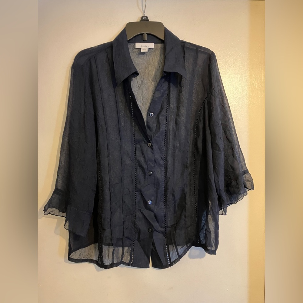 Dressbarn Navy Sheer Blouse